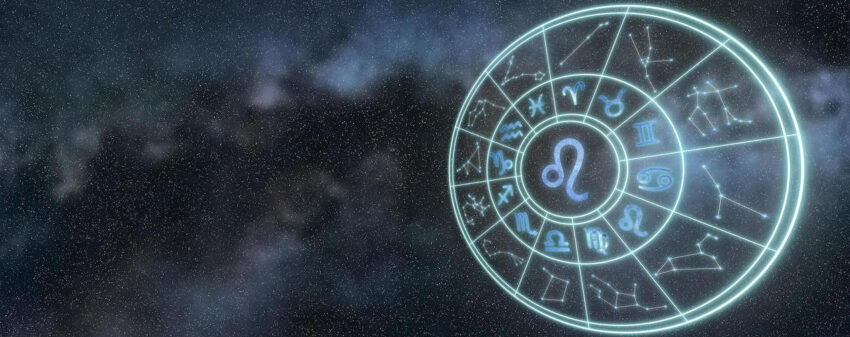 Light symbols of zodiac and horoscope circle, Leo Zodiac Sign